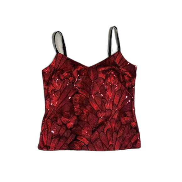 WHBM Red Maroon Black Sequin Cami Tank Fancy Size 8  Chic Date Career Party - Picture 1 of 9